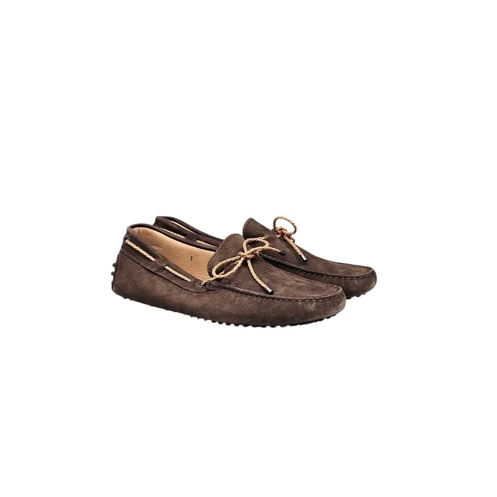Tod's Men's Size 7 NWOB Scooby Do Brown Nubuck Leather Driving Loafers Mocassins